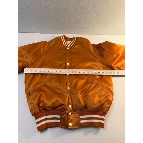 VTG Lady Longhorns Satin Bomber Jacket size Medium Burnt Orange Made in USA Howe - Picture 3 of 7